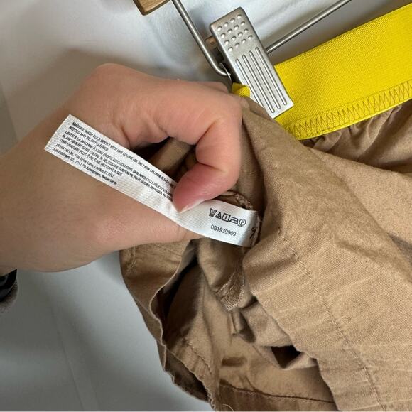 Anthropologie Colorblock Boxer Shorts 100% Cotton Tan High Waist Size Small - Picture 8 of 8